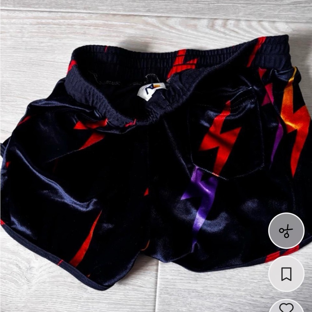 Aviator Nation black velvet shorts with lightning bolts- rare find Size S